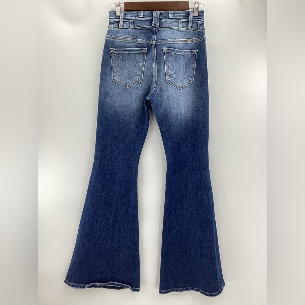 KanCan Distressed Flare Jeans in Dark Blue - Picture 2 of 12